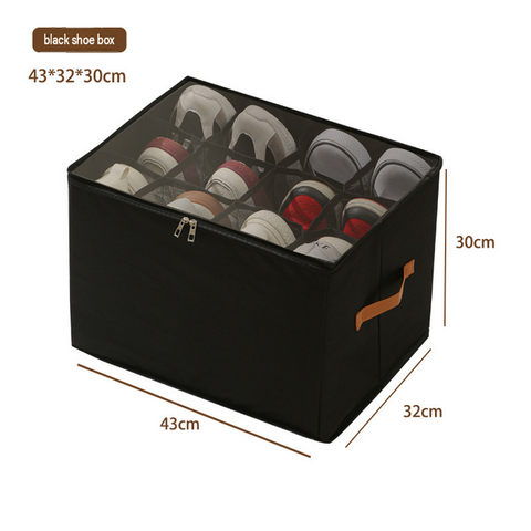 Black Foldable Shoe Storage Box with Dustproof Clear Top Window, 12 Grid Dividers & Handle - Moisture Resistant Oxford Shoe Organizer, Free Installation and Compact for Closet Bedroom Home Storage In Australia - Darrahopens