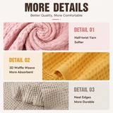 5 Piece White Waffle Weave 100% Cotton Towel Set - Quick Dry Absorbent Bath Towel, 2 x Towels and 2 x Face Towels with Hanging Hook for Home and Guest Use