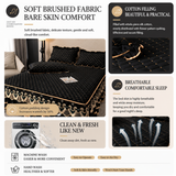 Purple and Gold European Soft Brushed Quilted Bed Skirt + 2 Pillowcases Set - Breathable Padded 180 x 200CM Mattress Cover with Lace Trim and 45CM Elevated Valance, All Season Dust Protection In Australia - Darrahopens