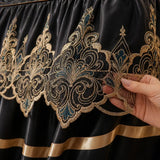 Green and Gold European Soft Brushed Quilted Bed Skirt + 2 Pillowcases Set - Breathable Padded 180 x 220CM Mattress Cover with Lace Trim and 45CM Elevated Valance, All Season Dust Protection In Australia - Darrahopens