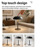 Silver Metal Mushroom Table Lamp with Top Touch Control, 3 Colour Mode & Stepless Dimming - USB-C Rechargeable Night Light, Stable Base and High-Transmittance Shade for Bedside and Dining In Australia - Darrahopens