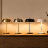 Silver Metal Mushroom Table Lamp with Top Touch Control, 3 Colour Mode & Stepless Dimming - USB-C Rechargeable Night Light, Stable Base and High-Transmittance Shade for Bedside and Dining In Australia - Darrahopens