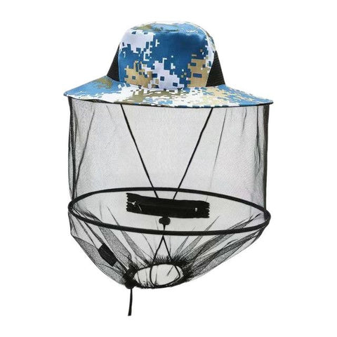 Camouflage-1 Foldable Mosquito Net Fishing Hat with Storage Bag - Wide Brim Sun Shade and Adjustable Dense Mesh Face Veil, Outdoor Headwear for Angling & Leisure In Australia - Darrahopens