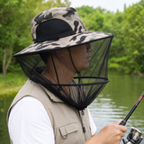 Camouflage-2 Foldable Mosquito Net Fishing Hat with Storage Bag - Wide Brim Sun Shade and Adjustable Dense Mesh Face Veil, Outdoor Headwear for Angling & Leisure In Australia - Darrahopens