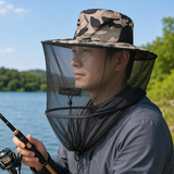 Beige Foldable Mosquito Net Fishing Hat with Storage Bag - Wide Brim Sun Shade and Adjustable Dense Mesh Face Veil, Outdoor Headwear for Angling & Leisure In Australia - Darrahopens