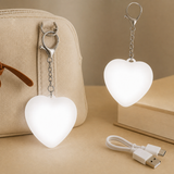2 Pack Round Shape Touch Night Light Keychain - Mini White Light Bag Charms with USB Charging, Lightweight LED Backpack Accessories
