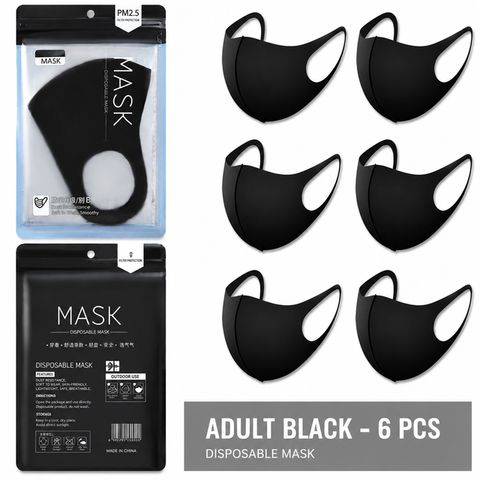 Summer Reusable Ice Silk Cooling Face Mask - Breathable 3D Mesh Design with Lip Space, Dust & Haze Protective in Black 6 Pack In Australia - Darrahopens