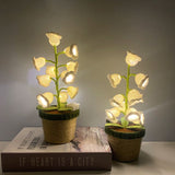 White Crochet Single Lily of the Valley Night Light - Handmade Cotton Yarn LED Potted Flower Warm Lamp, 3 Brightness Adjustment, Battery Operated Desk Decor & Creative Christmas Gift In Australia - Darrahopens