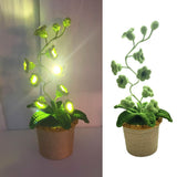 Green Crochet Single Lily of the Valley Night Light - Handmade Cotton Yarn LED Potted Flower White Lamp, 3 Brightness Adjustment, Battery Operated Desk Decor & Creative Christmas Gift In Australia - Darrahopens