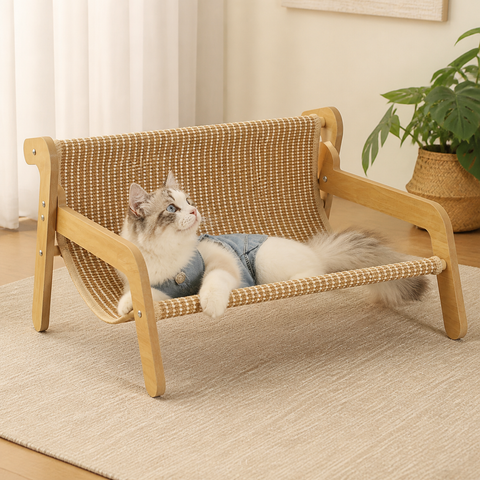 53.5 x 46 x 28 CM Large Cat Scratcher Sofa Bed with Wooden Elevated Base - Soft Sisal Breathable Lounge and Durable Scratch Board for Indoor Cats and Furniture Protection In Australia - Darrahopens