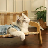 54 x 44 x 28CM Large Cat Scratcher Sofa Bed with Wooden Elevated Base - Breathable Cooling Rattan Woven Lounge and Durable Scratch Board for Indoor Cats and Furniture Protection In Australia - Darrahopens