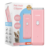 Pink Portable Pet Grooming Clipper for Dogs and Cats - IPX7 Waterproof USB Rechargeable Low Noise Hair Trimmer with Ceramic Blade and 4 Combs for Home Veterinary Use In Australia - Darrahopens