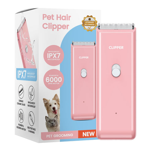 Pink Portable Pet Grooming Clipper for Dogs and Cats - IPX7 Waterproof USB Rechargeable Low Noise Hair Trimmer with Ceramic Blade and 4 Combs for Home Veterinary Use In Australia - Darrahopens
