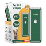Green Portable Pet Grooming Clipper for Dogs and Cats - IPX7 Waterproof USB Rechargeable Low Noise Hair Trimmer with Ceramic Blade and 4 Combs for Home Veterinary Use In Australia - Darrahopens