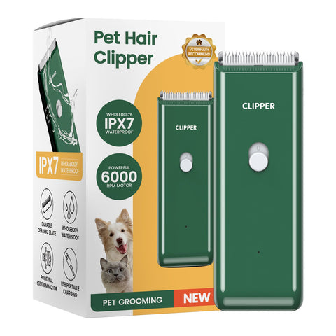 Green Portable Pet Grooming Clipper for Dogs and Cats - IPX7 Waterproof USB Rechargeable Low Noise Hair Trimmer with Ceramic Blade and 4 Combs for Home Veterinary Use In Australia - Darrahopens