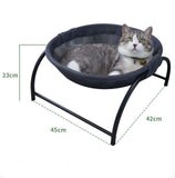 Grey Elevated Cat Hammock Bed - 45 x 42 x 23 cm Reinforced Iron Frame and Easily Removable Breathable Elastic Mesh, Stable Raised Cooling Lounger for Cats and Small Dogs All Season Use