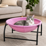 Pink Elevated Cat Hammock Bed - 45 x 42 x 23 cm Reinforced Iron Frame and Easily Removable Breathable Elastic Mesh, Stable Raised Cooling Lounger for Cats and Small Dogs All Season Use In Australia - Darrahopens
