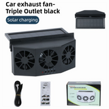 Black Solar Rechargable Triple Outlet Car Window Ventilation and Exhaust Fan - 4500 RPM Air Circulation and Foldable Space Saving, Remove Heat Odors Smoke and Stale Air for Most Vehicles without Anti-Pinch Feature In Australia - Darrahopens