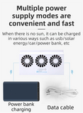 Black Solar Rechargable Triple Outlet Car Window Ventilation and Exhaust Fan - 4500 RPM Air Circulation and Foldable Space Saving, Remove Heat Odors Smoke and Stale Air for Most Vehicles without Anti-Pinch Feature