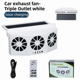 White Solar Rechargable Triple Outlet Car Window Ventilation and Exhaust Fan - 4500 RPM Air Circulation and Foldable Space Saving, Remove Heat Odors Smoke and Stale Air for Most Vehicles without Anti-Pinch Feature In Australia - Darrahopens