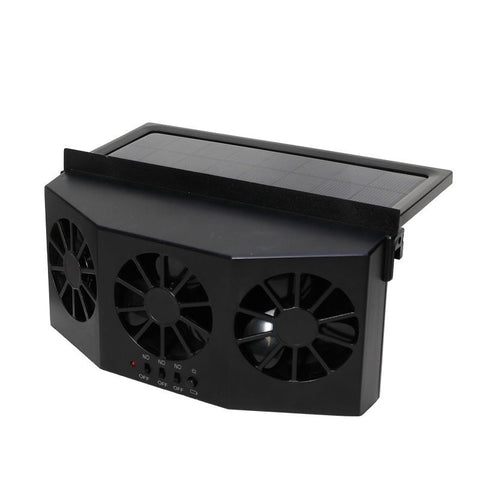 Black Triple Outlet Car Window Ventilation and Exhaust Fan - Solar & USB Plug in, 4500 RPM Air Circulation and Foldable Space Saving, Remove Heat Odors Smoke and Stale Air for Most Vehicles without Anti-Pinch Feature In Australia - Darrahopens