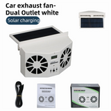 White Solar Rechargable Dual Outlet Car Window Ventilation and Exhaust Fan - 4500 RPM Air Circulation and Foldable Space Saving, Remove Heat Odors Smoke and Stale Air for Most Vehicles without Anti-Pinch Feature In Australia - Darrahopens