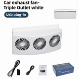 White USB Plug in Triple Outlet Car Window Ventilation and Exhaust Fan - 4500 RPM Air Circulation and Foldable Space Saving, Remove Heat Odors Smoke and Stale Air for Most Vehicles without Anti-Pinch Feature In Australia - Darrahopens
