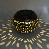 Black Durable Iron Solar Powered Garden Light with Cut-Out Flower Deco - LED Oval Shaped Lantern, IP44 Weather Resistant, Decorative Lighting for Indoor Patio Balcony and Courtyard In Australia - Darrahopens