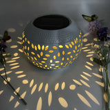 Black Durable Iron Solar Powered Garden Light with Cut-Out Flower Deco - LED Oval Shaped Lantern, IP44 Weather Resistant, Decorative Lighting for Indoor Patio Balcony and Courtyard