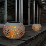 Black Durable Iron Solar Powered Garden Light with Cut-Out Flower Deco - LED Oval Shaped Lantern, IP44 Weather Resistant, Decorative Lighting for Indoor Patio Balcony and Courtyard