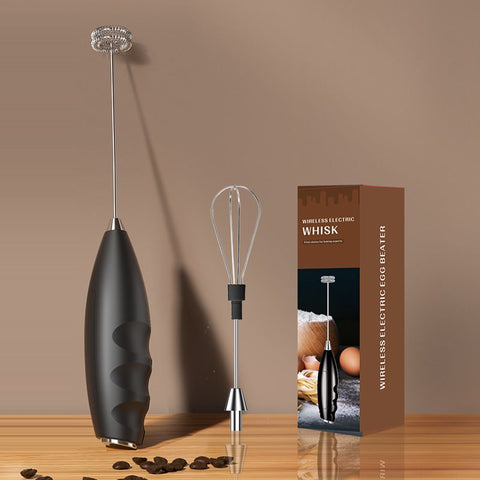 #07 Black Handheld Electric Milk Frother - Battery Powered Dual Whisk with One Touch Control, Detachable Easy Clean Stainless Steel Heads for Coffee Milk Foam and Baking In Australia - Darrahopens