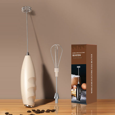 #07 Khaki Handheld Electric Milk Frother - Battery Powered Dual Whisk with One Touch Control, Detachable Easy Clean Stainless Steel Heads for Coffee Milk Foam and Baking In Australia - Darrahopens