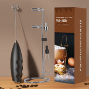 #07 Black Handheld Electric Milk Frother and Stand - Battery Powered Dual Whisk with One Touch Control, Detachable Easy Clean Stainless Steel Heads for Coffee Milk Foam and Baking In Australia - Darrahopens