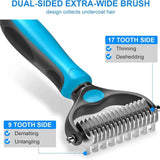 Blue Dual Sided Pet Knot Cutter for Dogs & Cats - 17 / 9 Tooth Undercoat Grooming Rake with Non-Slip TPR Handle, Perfect Long Fur Remove Tangles Mats Knots In Australia - Darrahopens