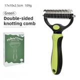 Green Dual Sided Pet Knot Cutter for Dogs & Cats - 17 / 9 Tooth Undercoat Grooming Rake with Non-Slip TPR Handle, Perfect Long Fur Remove Tangles Mats Knots In Australia - Darrahopens