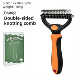 Orange Dual Sided Pet Knot Cutter for Dogs & Cats - 17 / 9 Tooth Undercoat Grooming Rake with Non-Slip TPR Handle, Perfect Long Fur Remove Tangles Mats Knots In Australia - Darrahopens