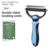 Orange Dual Sided Pet Knot Cutter for Dogs & Cats - 17 / 9 Tooth Undercoat Grooming Rake with Non-Slip TPR Handle, Perfect Long Fur Remove Tangles Mats Knots