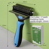 2-in-1 Blue Pet Knot Cutter Built in Shedding Comb for Dogs & Cats - Undercoat Grooming Rake with Non-Slip TPR Handle, Perfect Long Fur Remove Tangles Mats Knots In Australia - Darrahopens