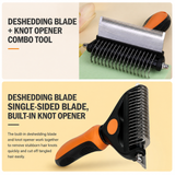 2-in-1 Blue Pet Knot Cutter Built in Shedding Comb for Dogs & Cats - Undercoat Grooming Rake with Non-Slip TPR Handle, Perfect Long Fur Remove Tangles Mats Knots In Australia - Darrahopens