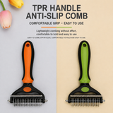 2-in-1 Blue Pet Knot Cutter Built in Shedding Comb for Dogs & Cats - Undercoat Grooming Rake with Non-Slip TPR Handle, Perfect Long Fur Remove Tangles Mats Knots In Australia - Darrahopens