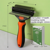 2-in-1 Orange Pet Knot Cutter Built in Shedding Comb for Dogs & Cats - Undercoat Grooming Rake with Non-Slip TPR Handle, Perfect Long Fur Remove Tangles Mats Knots In Australia - Darrahopens