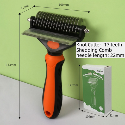 2-in-1 Orange Pet Knot Cutter Built in Shedding Comb for Dogs & Cats - Undercoat Grooming Rake with Non-Slip TPR Handle, Perfect Long Fur Remove Tangles Mats Knots In Australia - Darrahopens