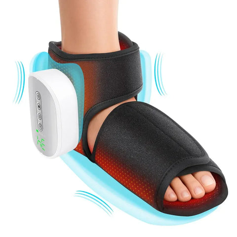 Air Compression Heated Foot Massager, Sole & Ankle Dual Zone Kneading with 4 Intensities, 4 Temp and 3 Airbag Massage Modes - Cordless USB Rechargeable and 360°Wrap Around Design for Home Relaxation Gift & Pain Relief Therapy