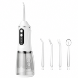 White Rechargeable Water Flosser Oral Irrigator with 3 Pressure Modes & 4 Nozzles - 380ml Detachable Tank, Type-C Charging, 0.6MM Fine Water Flow and 1600 Pulses Per Minute In Australia - Darrahopens