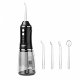 Black Rechargeable Water Flosser Oral Irrigator with 3 Pressure Modes & 4 Nozzles - 380ml Detachable Tank, Type-C Charging, 0.6MM Fine Water Flow and 1600 Pulses Per Minute In Australia - Darrahopens