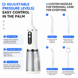 Pink Rechargeable Water Flosser Oral Irrigator with 3 Pressure Modes & 4 Nozzles - 380ml Detachable Tank, Type-C Charging, 0.6MM Fine Water Flow and 1600 Pulses Per Minute In Australia - Darrahopens