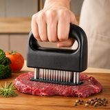 Stainless Steel Meat Tenderizer Tool - Heavy Duty 48 Needle Spring Loaded Tenderiser with Safe Baffle and Handle for Steak Beef Pressing and Everyday Kitchen Prep In Australia - Darrahopens