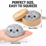 Realistic Steamed Bun Squishy Stress Relief Toy with Steamer Basket - Pearl White Glitter TPR Slow Rebound Squeeze Fidget for Adults In Australia - Darrahopens