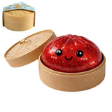 Realistic Steamed Bun Squishy Stress Relief Toy with Steamer Basket - Red Glitter TPR Slow Rebound Squeeze Fidget for Adults In Australia - Darrahopens