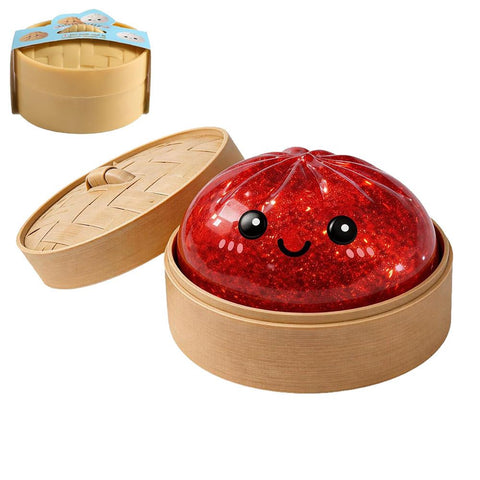 Realistic Steamed Bun Squishy Stress Relief Toy with Steamer Basket - Red Glitter TPR Slow Rebound Squeeze Fidget for Adults In Australia - Darrahopens